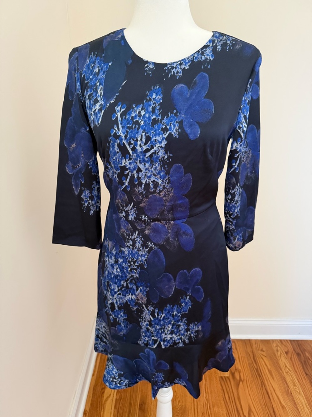 Banana Republic Navy and Royal Blue Floral Sheath Dress